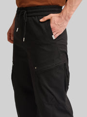Black Cross-Pocket Baggy Fit Cargo