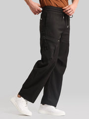 Black Cross-Pocket Baggy Fit Cargo
