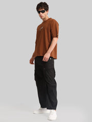 Black Cross-Pocket Baggy Fit Cargo