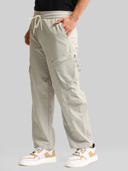 Grey Cross-Pocket Baggy Fit Cargo
