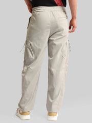 Grey Cross-Pocket Baggy Fit Cargo