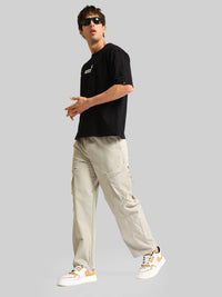 Grey Cross-Pocket Baggy Fit Cargo