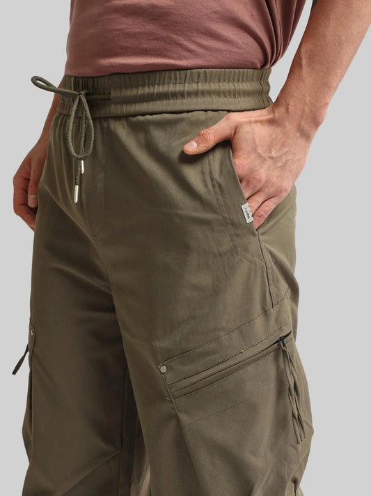Green Cross-Pocket Baggy Fit Cargo