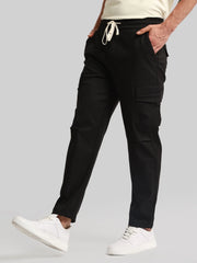 Embossed Flap Pocket Black Cargo