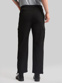 Twin Fold Pocket Black Baggy Fit Cargo