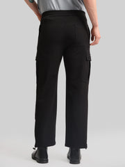 Twin Fold Pocket Black Baggy Fit Cargo