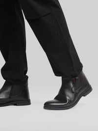Twin Fold Pocket Black Baggy Fit Cargo