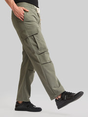 Twin Fold Pocket Green Baggy Fit Cargo