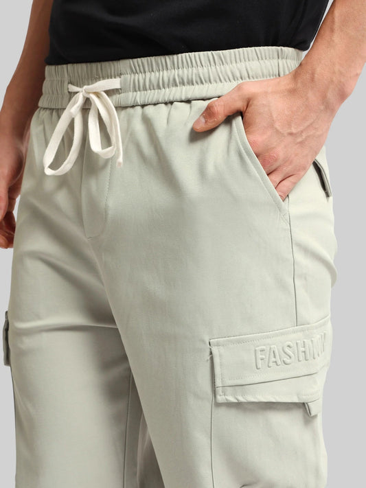 Embossed Flap Pocket Grey Cargo