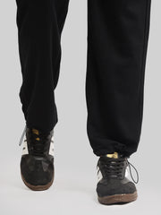 Black Embossed Baggy Fit Trackpant