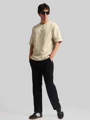 Black Embossed Baggy Fit Trackpant