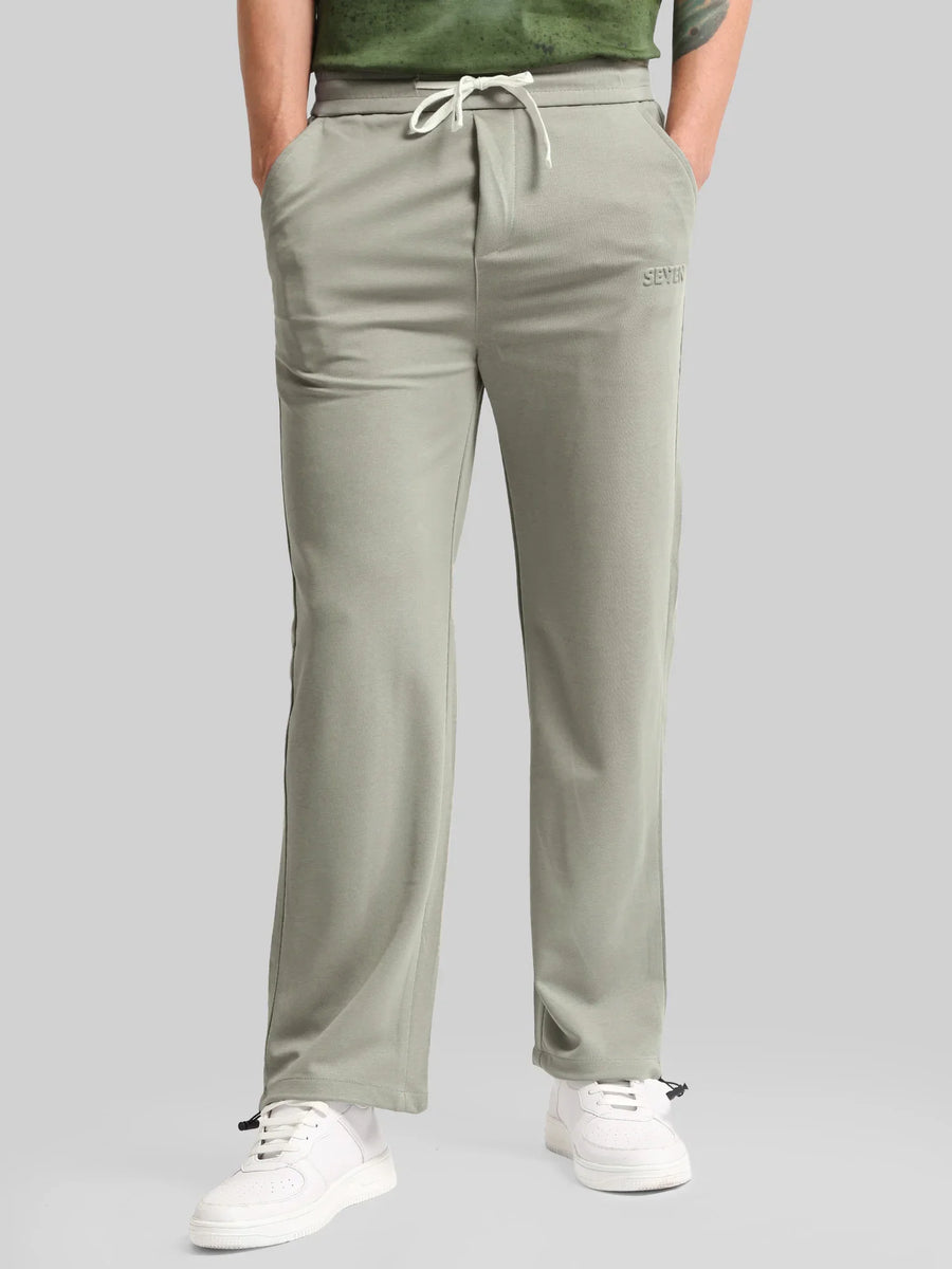 Grey embossed baggy fit trackpant for men - view 4