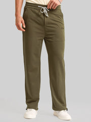 Khaki Embossed Baggy Fit Trackpant