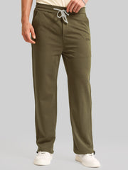 Khaki Embossed Baggy Fit Trackpant