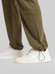 Khaki Embossed Baggy Fit Trackpant