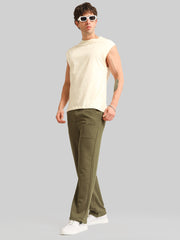 Khaki Embossed Baggy Fit Trackpant