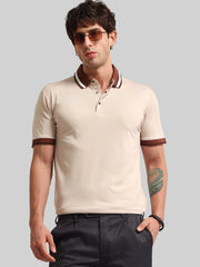 Contrast Collar Biscuit Half Sleeve Polo T-Shirt