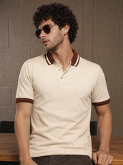 Contrast Collar Biscuit Half Sleeve Polo T-Shirt