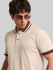 Contrast Collar Biscuit Half Sleeve Polo T-Shirt