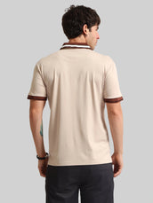 Biscuit Contrast Half Sleeve Polo T-Shirt