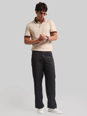 Biscuit Contrast Half Sleeve Polo T-Shirt
