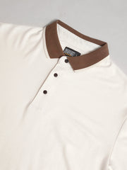 Contrast Collar Cream Half Sleeve Polo T-Shirt
