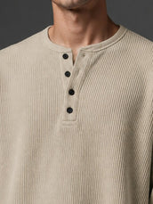 Biscuit Waffle Henley Full Sleeve Tshirt