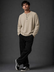 Biscuit Waffle Henley Full Sleeve Tshirt