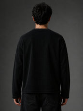 Dragon Black Waffle Henley Full Sleeve T-Shirt