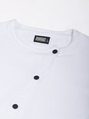 Irregular Side Button White T-Shirt