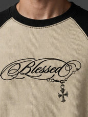 Blessed Biscuit Waffle Henley Full Sleeve T-Shirt