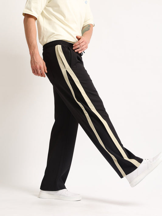 Mirror Stripe Black Baggy Fit Trackpant
