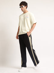 Mirror Stripe Black Baggy Fit Trackpant