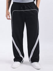 Sydney Stripe Black Baggy Fir Trackpant