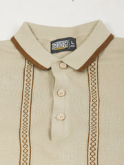Biscuit Boston Stripes Flat-Knit Half Sleeve Polo T-Shirt