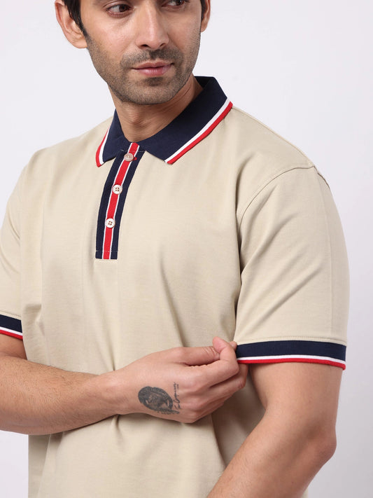 Tricolor Biscuit Half Sleeve Polo T-Shirt