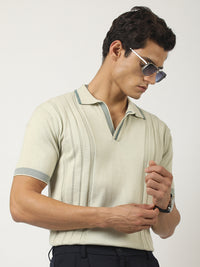 Biscuit Pointelle Half Sleeve Polo T-Shirt