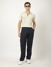 Biscuit Pointelle Half Sleeve Polo T-Shirt