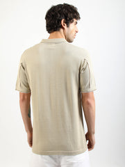 Biscuit Milan Estate Flat-Knit Half Sleeve Polo T-Shirt