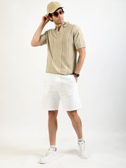 Biscuit Milan Estate Flat-Knit Half Sleeve Polo T-Shirt