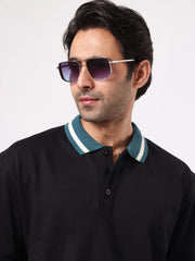 DualTone Black Half Sleeve Polo T-Shirt