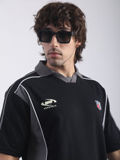 Adorable Black, Grey Half Sleeve Polo T-Shirt