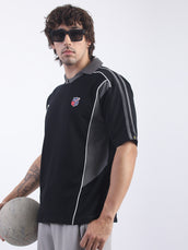 Adorable Black, Grey Half Sleeve Polo T-Shirt