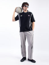 Adorable Black, Grey Half Sleeve Polo T-Shirt