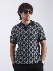 Royal Weave Black Half Sleeve Polo T-Shirt
