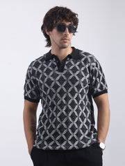 Royal Weave Black Half Sleeve Polo T-Shirt