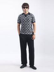 Royal Weave Black Half Sleeve Polo T-Shirt