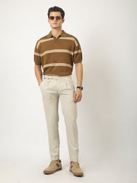 Desert Mesh Brown Flat-Knit Half Sleeve Polo T-Shirt
