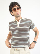 Brown Signal Half Sleeve Polo T-Shirt