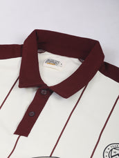 New York Stripes Cream Half Sleeve Polo T-Shirt